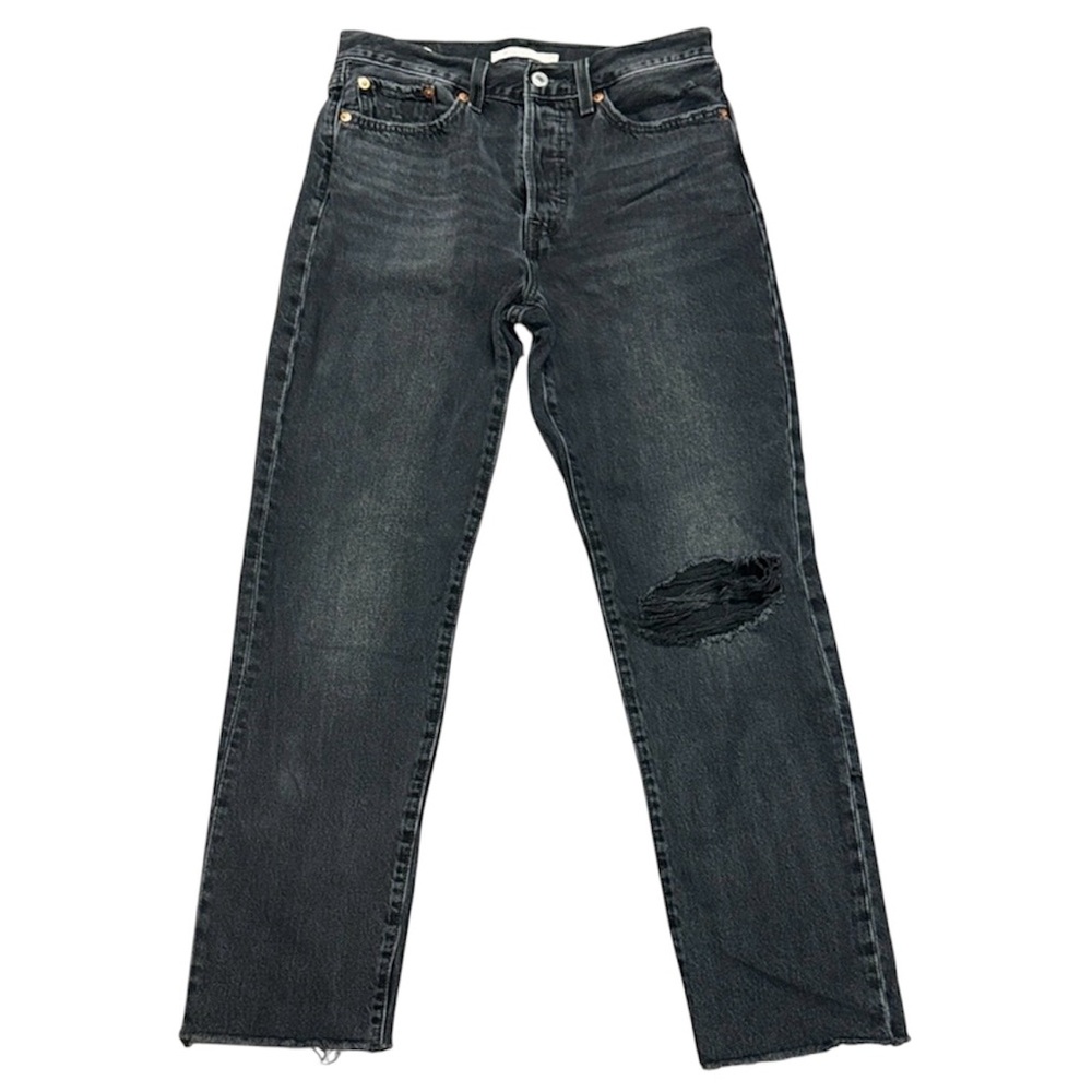 Levi’s Wedgie Straight Black Distressed Jeans 27